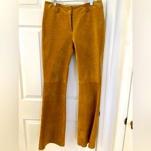 Suede/leather - mustard color pants, fully lined ,straight leg,great buy